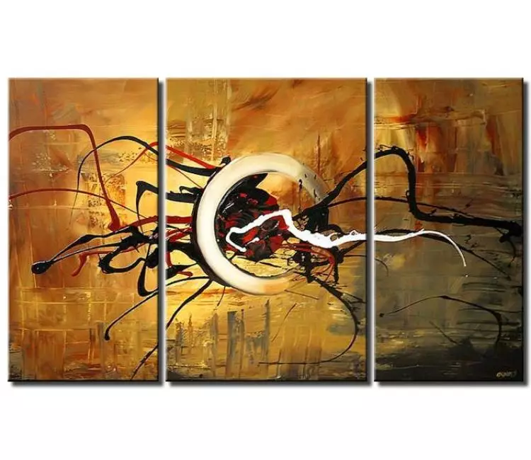 Painting for sale - triptych canvas modern art decor circle splash #5069