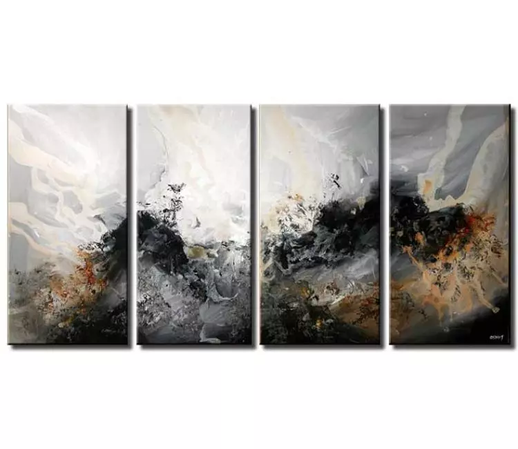 Painting for sale - black and white abstract painting multi panel #5133