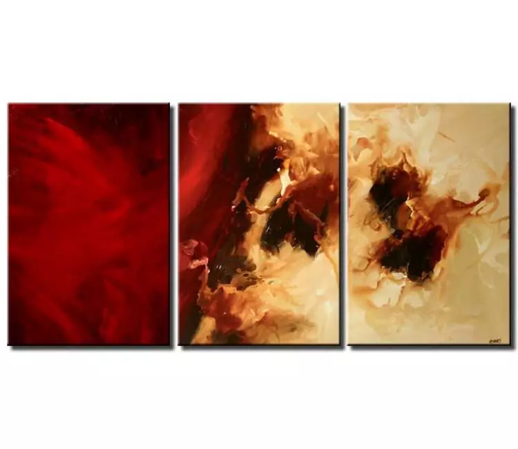 Painting For Sale - Triptych In Red Modern Painting Decor Wall #5245