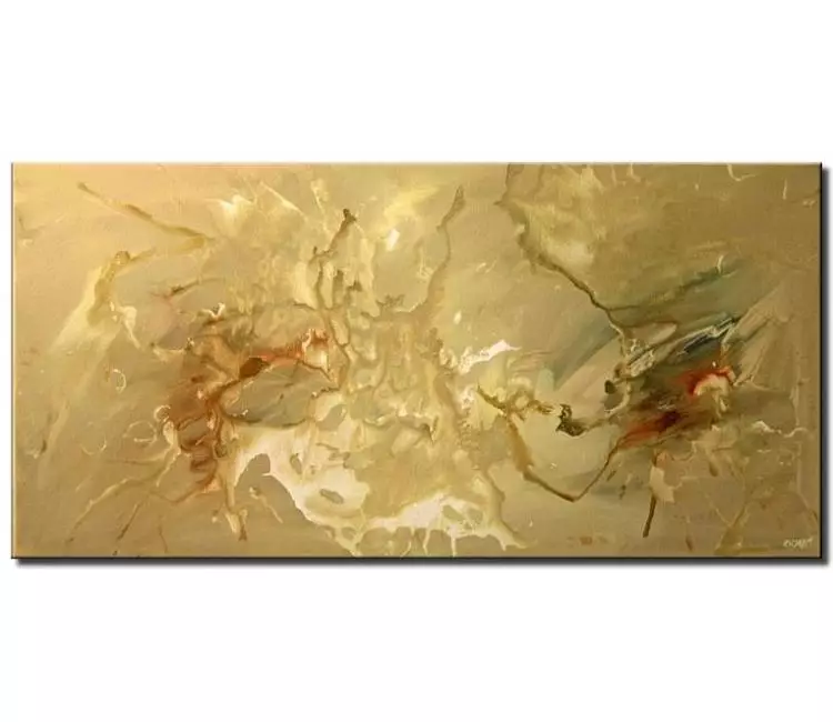 Painting for sale - large horizonal beige painting splash soft #5564