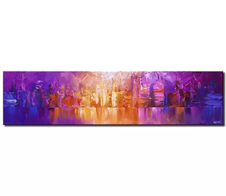 Painting for sale - horizontal painting of new york skyline art #5975