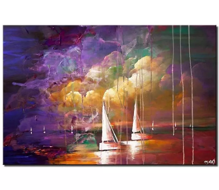 Painting For Sale Colorful Contemporary Abstract Sail Boats Painting   14 03 Colorful Contemporary Abstract Sail Boats Painting 