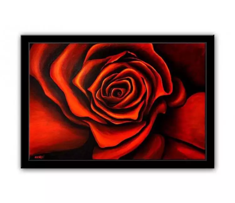 Painting for sale red rose painting framed modern floral