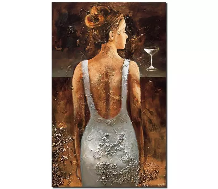 Painting for sale - textured woman figure painting bronze painting #7697