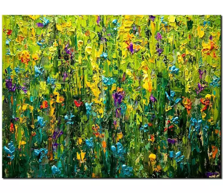 painting spring modern floral flowers paintings abstract landscape textured clorful blooming