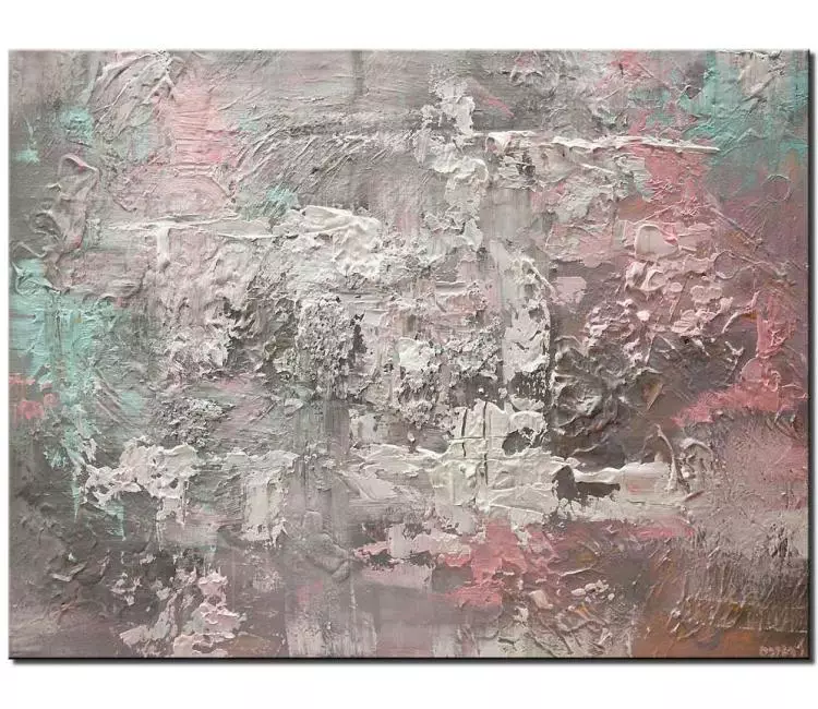 Painting for sale - canvas print of heavy textured gray abstract art #9466