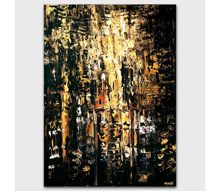 Painting for sale modern black gold textured abstract