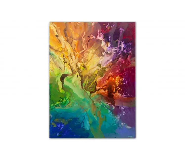Painting for sale - big colorful abstract painting with gold #9874