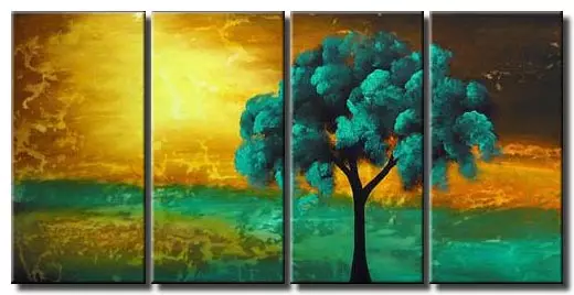 green tree abstract landscape painting