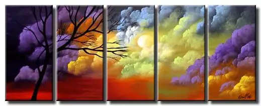 multi panel colourful landscape painting
