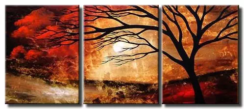 red orange abstract tree painting