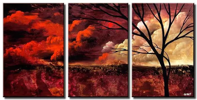 1 multi panel canvas landscape crimson colors
