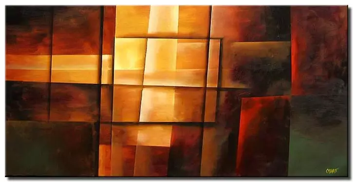 fire bright modern painting triptych
