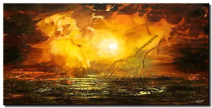 large sunrise abstract painting 