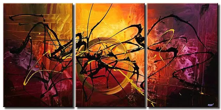 triptych splash abstract art colorful