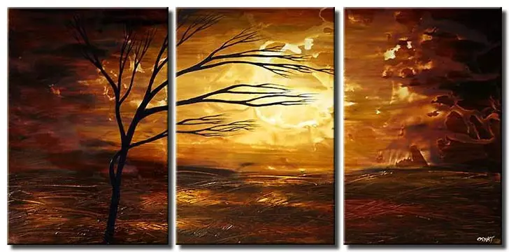 dawn canvas landscape trees sunset