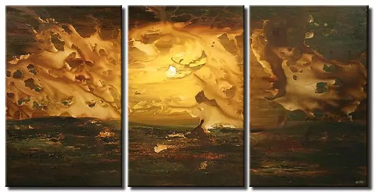 original hand made art triptych sunset
