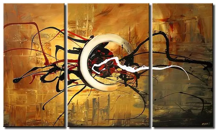 triptych canvas modern art decor circle splash
