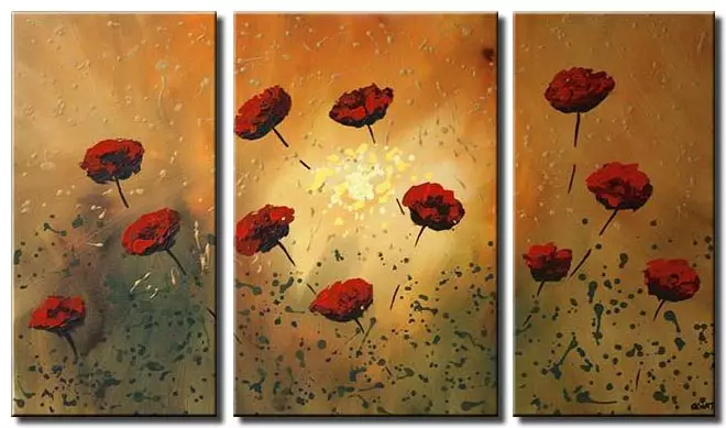 red poppy flowers on rusty background