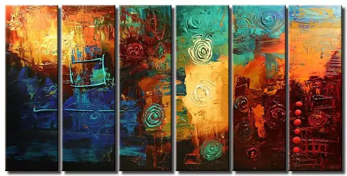 Painting for sale - large contemporary art colorful multi panel #5128