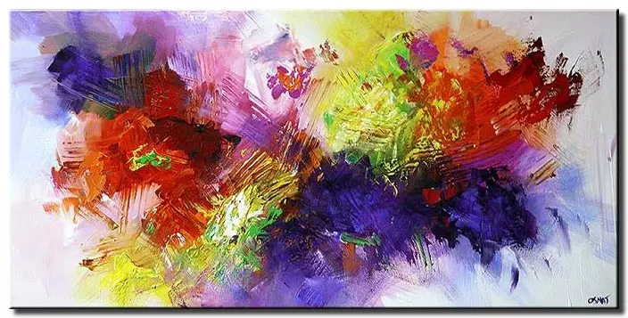 colorful abstract painting white background wall