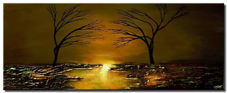two trees sunset decor wall home art