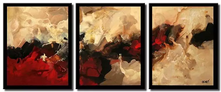 modern abstract painting border triptych