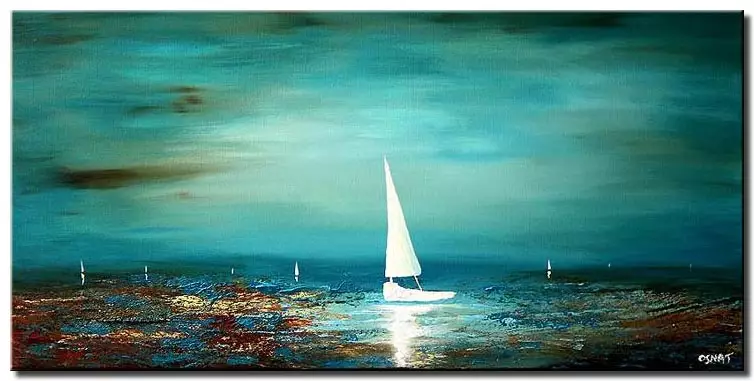 white sailboat seascape painting home decor