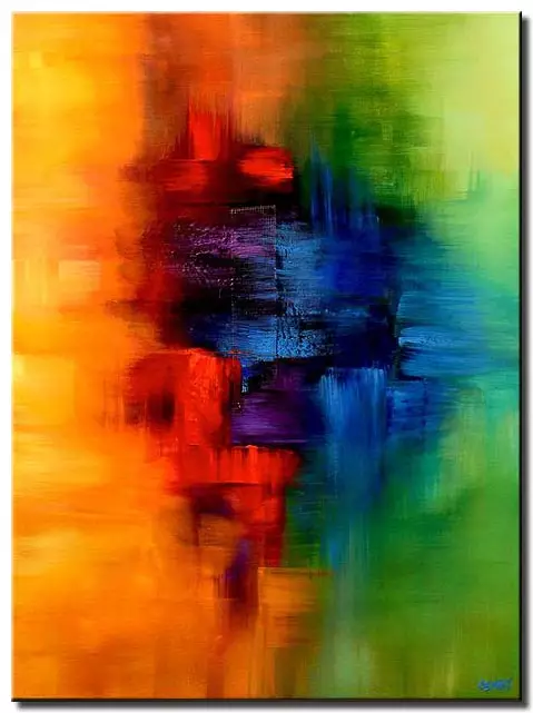 yellow red blue and green abstract art