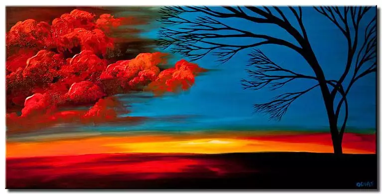 Painting For Sale Sunset With Red Clouds 6052