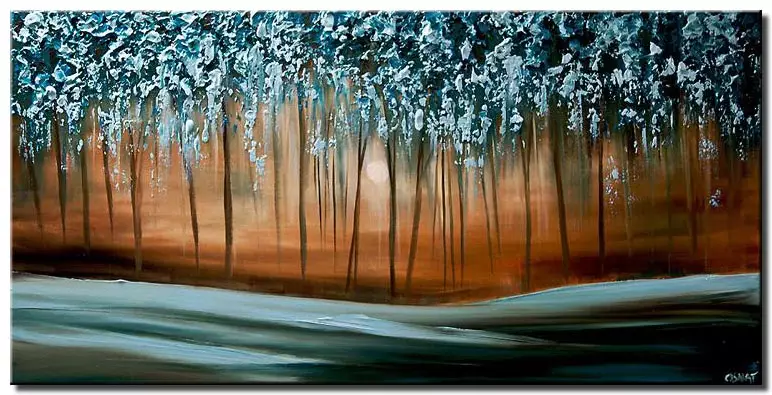  Blue Forest Painting Modern Palette Knife