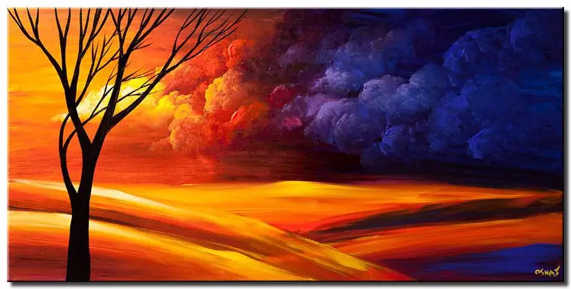 contemporary landscape painting colorful sky