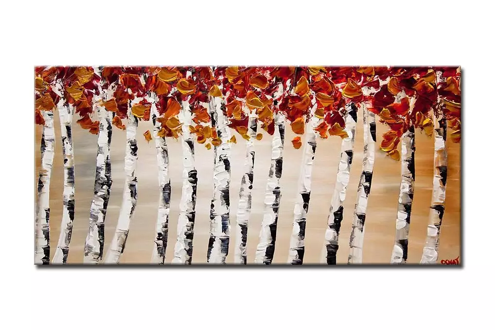 blooming birch trees white abstract landscape textured