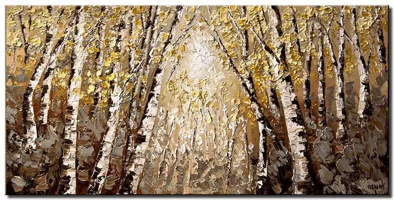 canvas print of dense forest of birch trees