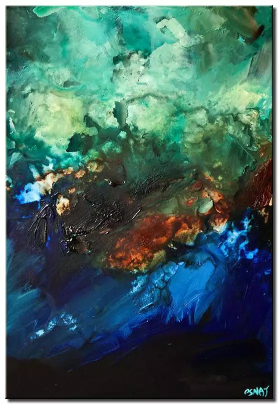 canvas print of abstract in blue and green