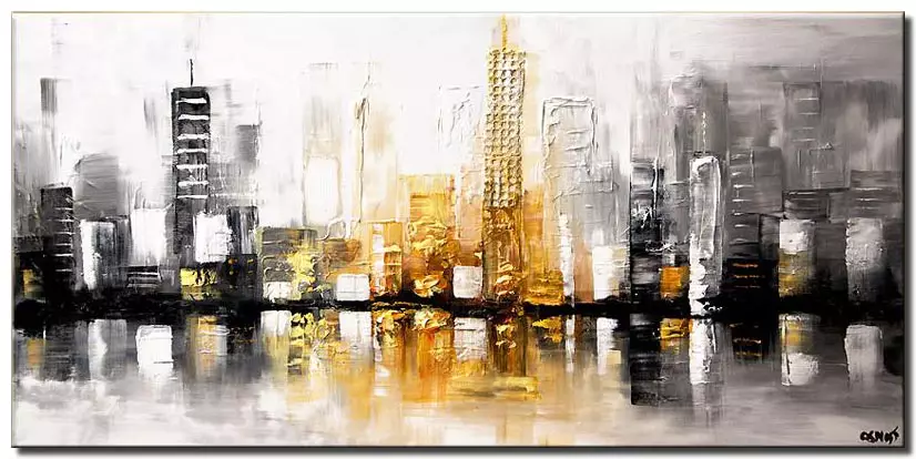 textured modern city painting