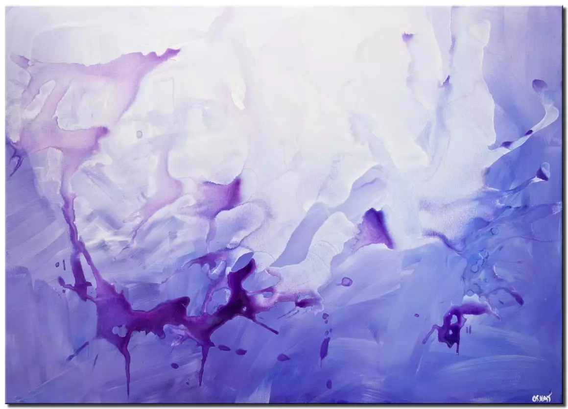 contemporary purple blue abstract art home decor