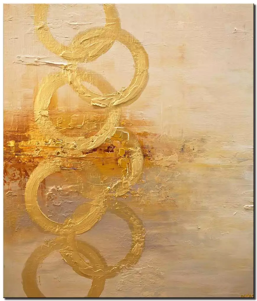 canvas print of contemporary textured golden abstract art