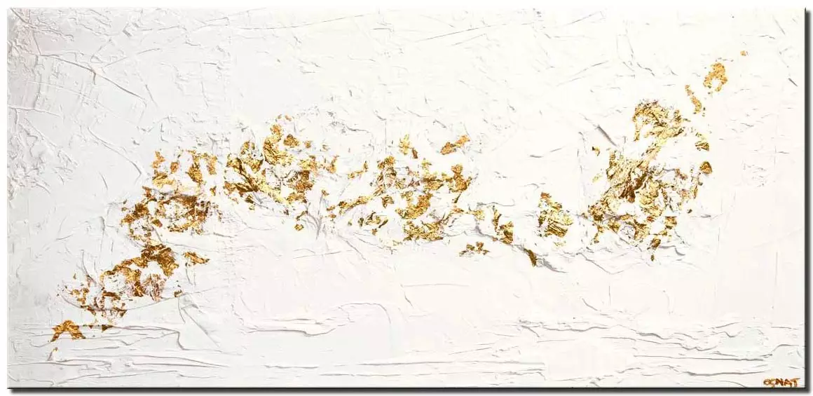 canvas print of gold white textured abstract art