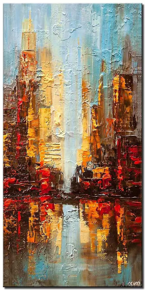 Painting for sale canvas print of modern palette knife abstract art city painting 9318