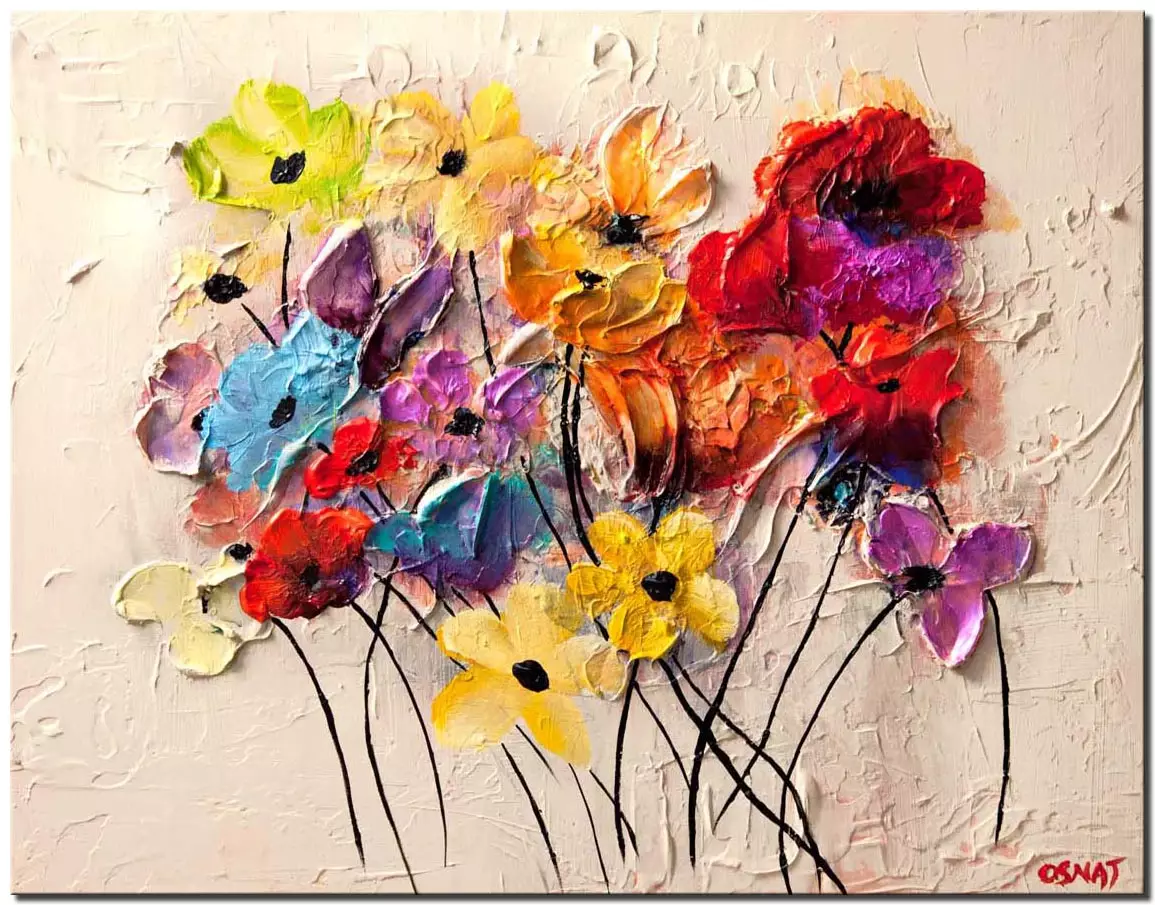 Painting for sale - colorful flowers textured abstract painting #12