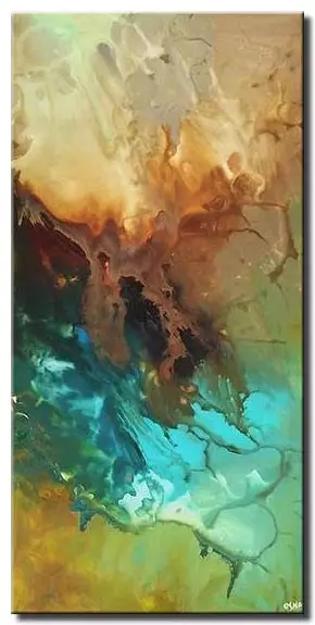 canvas print of modern painting vertical colourful blend