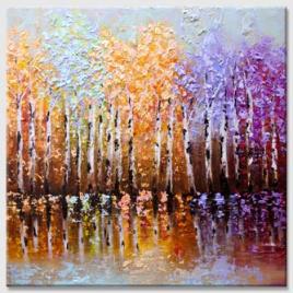 modern birch trees painting