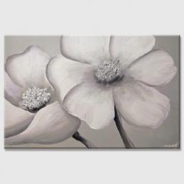 modern gray silver white floral abstract painting