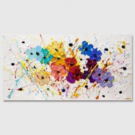 Colorful wild flowers abstract painting