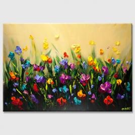 Colorful blooming flowers abstract painting
