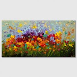 Modern Palette Knife Colorful flowers abstract painting