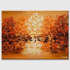 orange blooming trees abstract painting