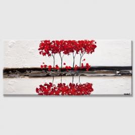 red blooming trees abstract painting