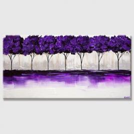 modern purple blooming trees abstract painting